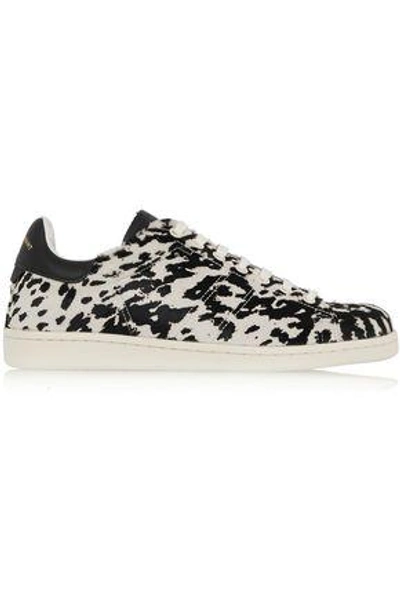 Shop Isabel Marant Woman Étoile Bart Leopard-print Calf Hair Sneakers White