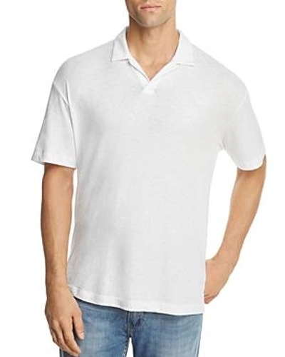 Shop Theory Open Collar Short Sleeve Polo Shirt In White