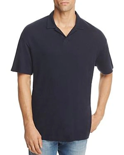 Shop Theory Open Collar Short Sleeve Polo Shirt In Ink Blue