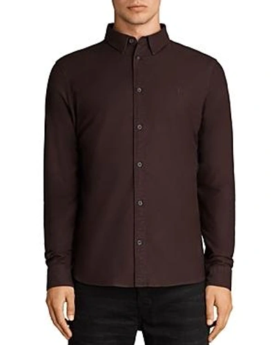 Shop Allsaints Huntingdon Slim Fit Button-down Shirt In Mahogany Red