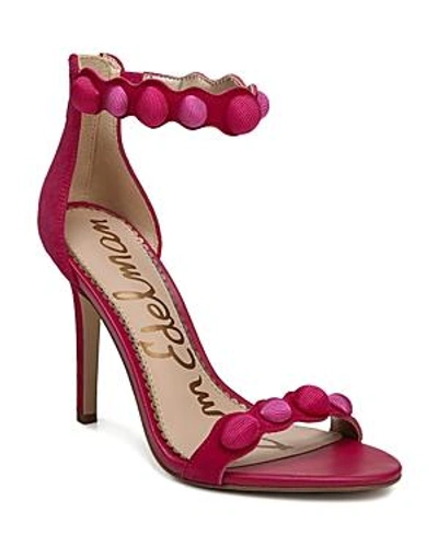 Shop Sam Edelman Women's Addison Suede High-heel Ankle Strap Sandals In Deep Pink