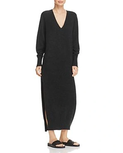 Shop Vince Wool & Cashmere Side Slit Dress In Carbon