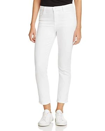 Shop J Brand Ruby High-rise Cropped Jeans In Blanc