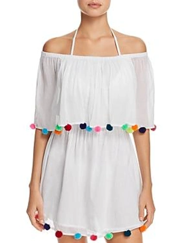 Shop Pitusa Pom-pom Festival Dress Swim Cover-up In White