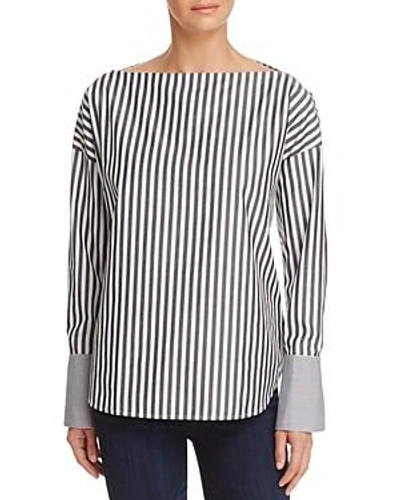 Shop Ag Famke Boat Neck Striped Top In Black/white