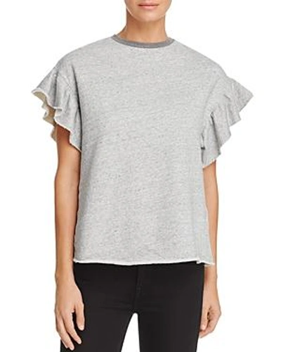 Shop Ag Ruffle-sleeve Sweatshirt In Heather Grey