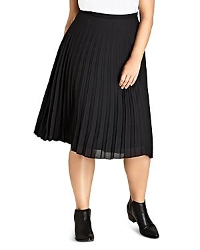 Shop City Chic Accordion Pleat Midi Skirt In Black