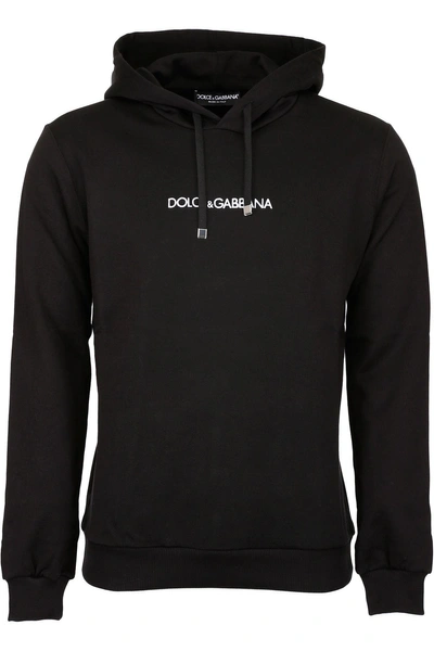 Shop Dolce & Gabbana Cotton Hoodie In Nerobianco