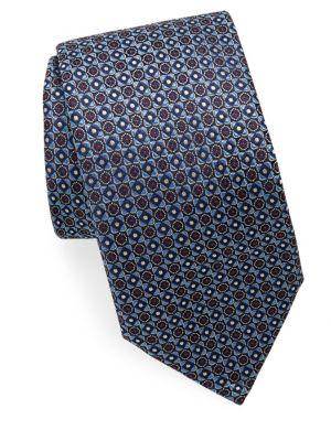 Brioni Embroidered Silk Tie In Blue Red | ModeSens