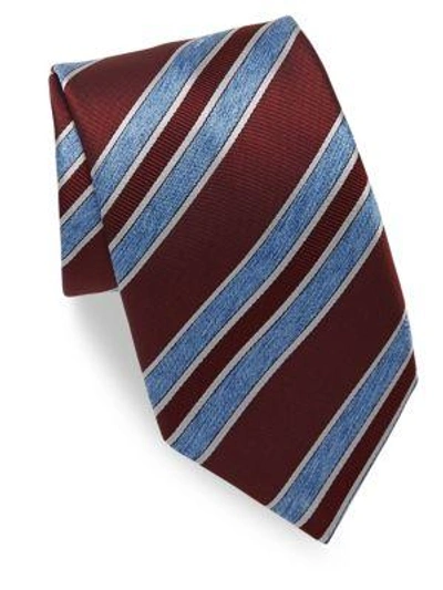 Shop Brioni Stripe Silk Tie In Red Blue