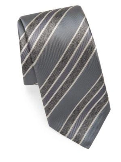 Shop Brioni Stripe Silk Tie In Red Blue