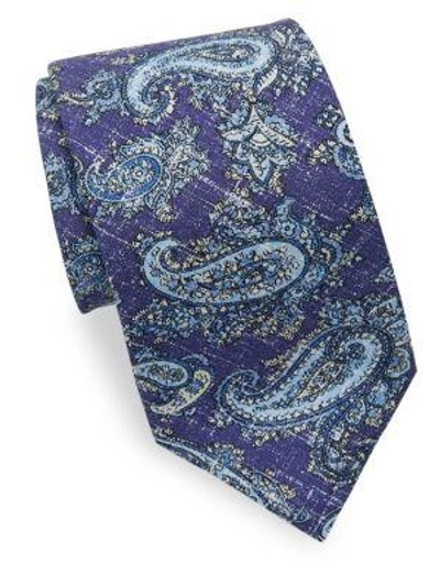 Shop Isaia Washed Paisley Tie In Multi