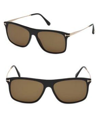Shop Tom Ford Max 57mm Square Sunglasses In Black Brown