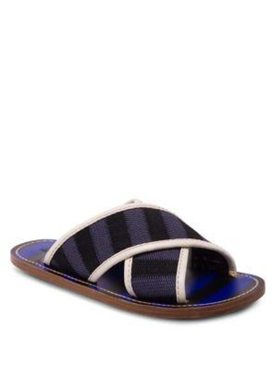 Shop Marni Colorblock Crisscross Sandals In Black Cobalt