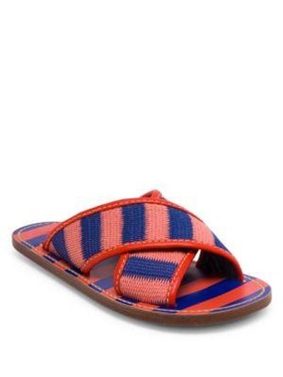 Shop Marni Colorblock Crisscross Sandals In Bluette Coral
