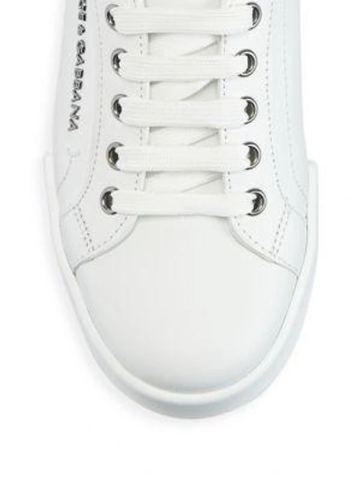 Shop Dolce & Gabbana Metallic-accent Leather Sneakers In White
