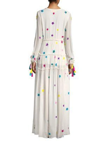 Shop Rococo Sand Star Beaded Silk Maxi Dress In White