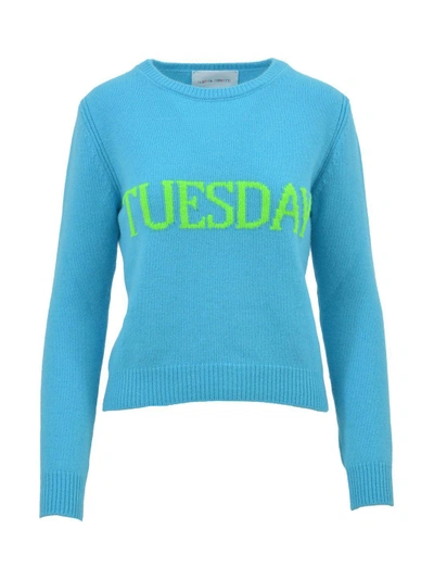 Shop Alberta Ferretti Rainbow Week Sweater In Baby Blue