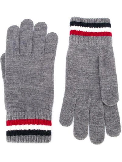 Shop Moncler Logo Patch Gloves - Grey
