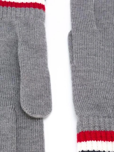 Shop Moncler Logo Patch Gloves - Grey
