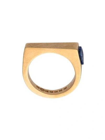 Shop Maison Margiela Gem Detail Flat Top Ring - Metallic
