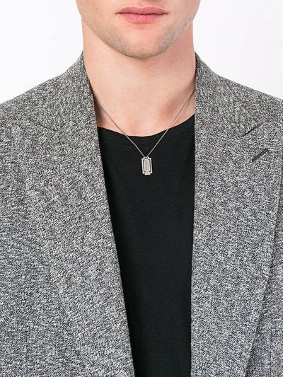 Shop Saint Laurent Logo Tag Pendant Necklace In Metallic
