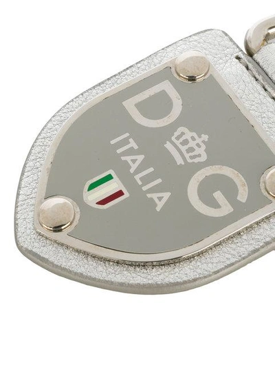 Shop Dolce & Gabbana Logo Keyring In Metallic