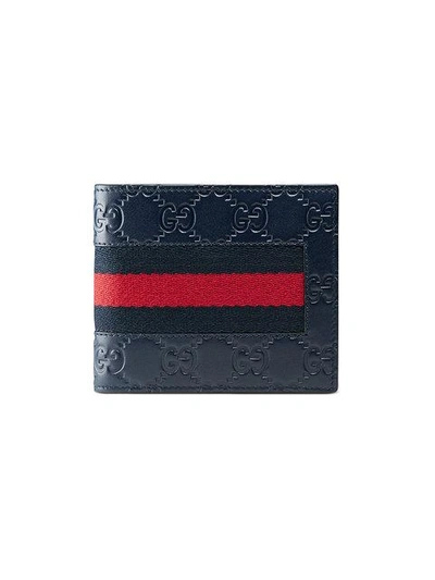 Shop Gucci Web Logo Cardholder In Blue