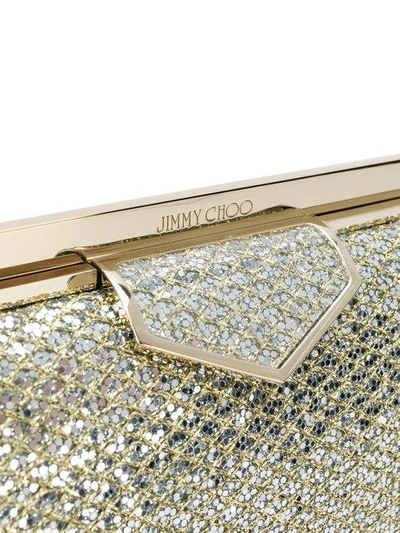 Jimmy Choo Ellipse Champagne Sparkly Lace Clutch Bag in Metallic