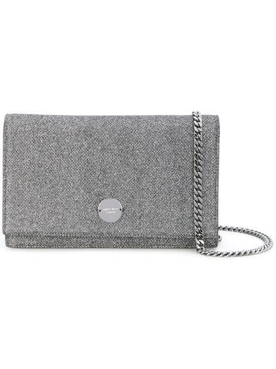 Shop Jimmy Choo Florence Sparkly Crossbody Bag In Silver