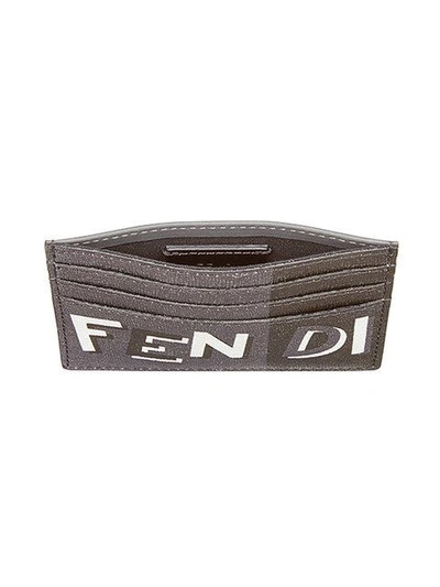 Shop Fendi Printed Card Holder In Grey