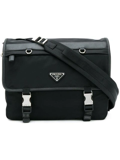 Shop Prada Nylon Clip Satchel In Black