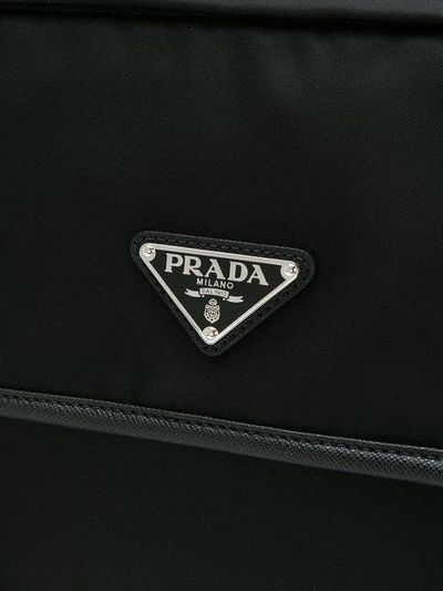 Shop Prada Nylon Clip Satchel In Black