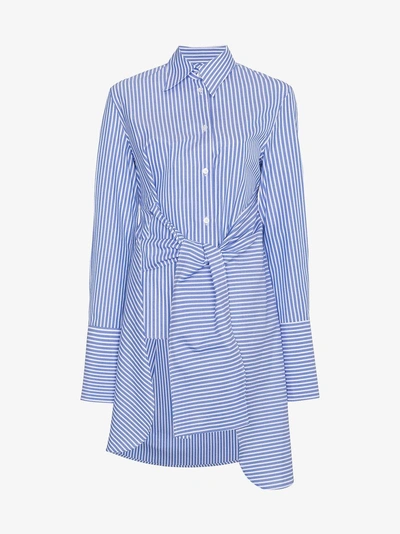 Shop Wright Le Chapelain Asymmetric Stripe Wrap Shirt In Blue