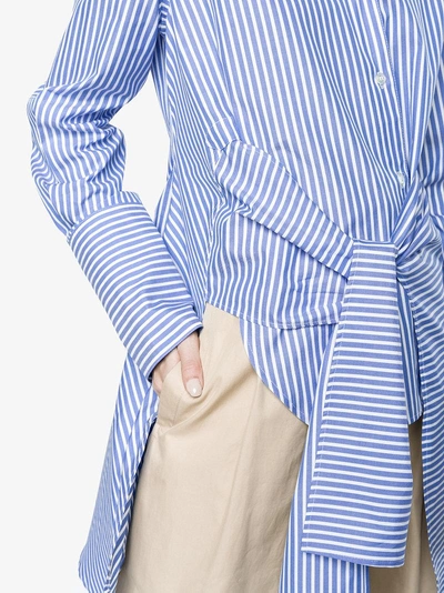 Shop Wright Le Chapelain Asymmetric Stripe Wrap Shirt In Blue