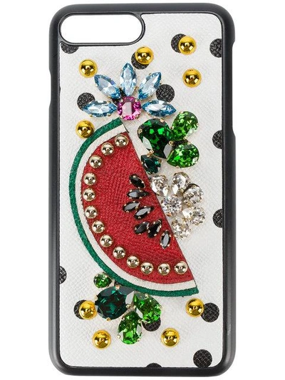 Shop Dolce & Gabbana Crystal Embellished Iphone 7 Plus Case - Black