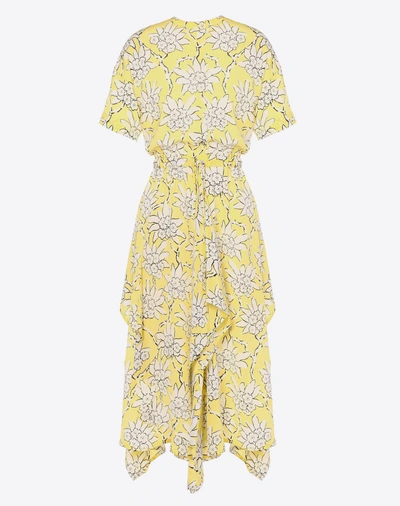 Shop Valentino Rododendro Print Dress In Yellow