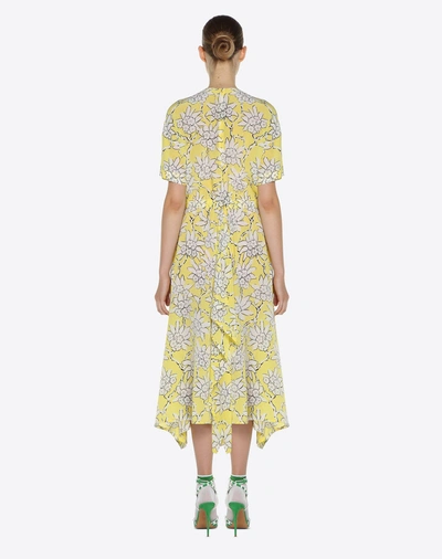 Shop Valentino Rododendro Print Dress In Yellow