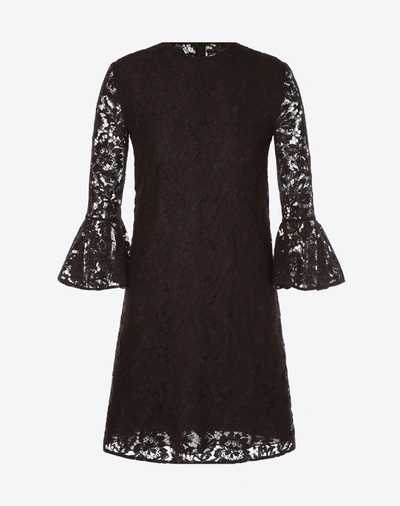 Shop Valentino Heavy Lace Dress In Black