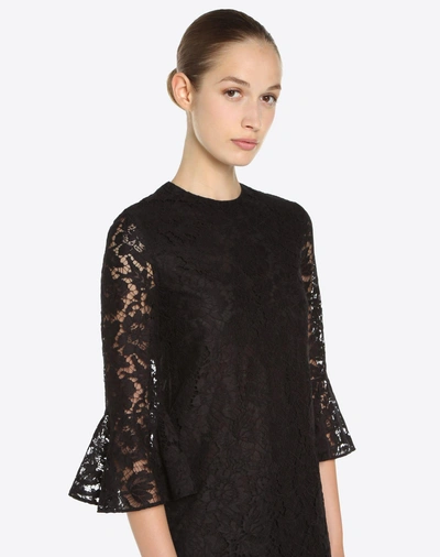 Shop Valentino Heavy Lace Dress In Black