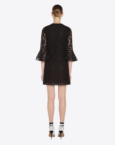 Shop Valentino Heavy Lace Dress In Black