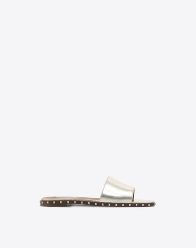 Shop Valentino Sole Stud Slide Sandal In Platinum