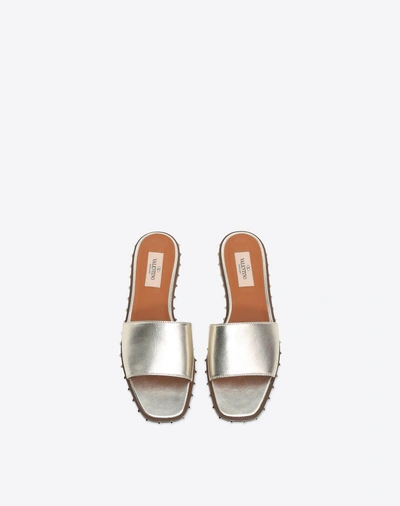Shop Valentino Sole Stud Slide Sandal In Platinum
