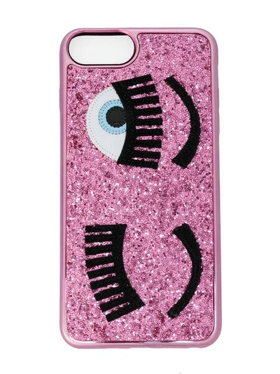 Shop Chiara Ferragni Flirting Glitter Iphone 6s/7 Case - Pink