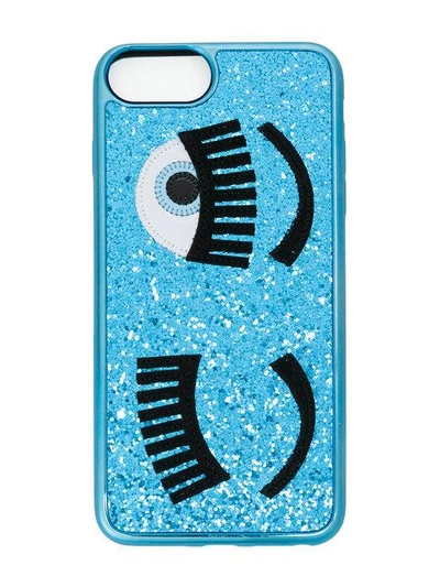 Shop Chiara Ferragni Flirting Glitter Iphone 6 Plus Case In Blue