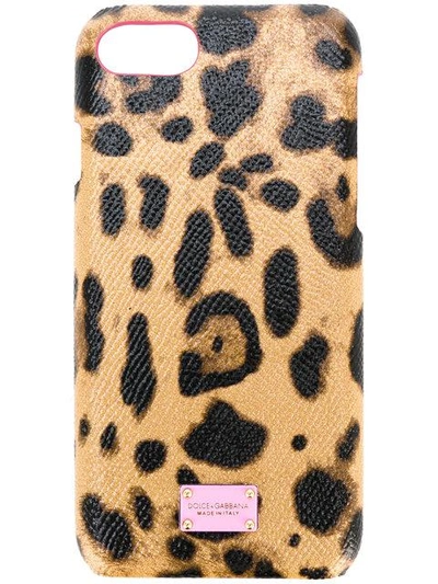 Shop Dolce & Gabbana Leopard Print Iphone 7 Case In Brown