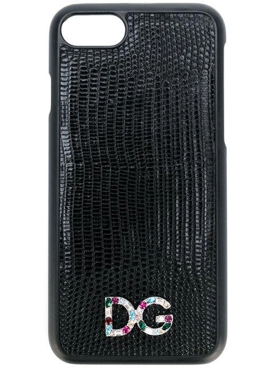 Shop Dolce & Gabbana Logo Plaque Iphone 7 Case In Black