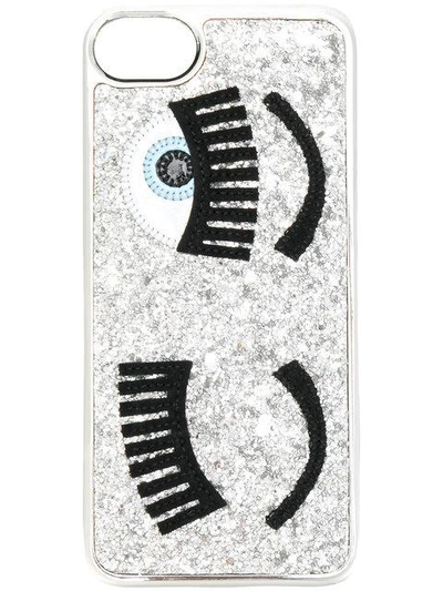 Shop Chiara Ferragni Flirting Glitter Iphone 7 Case - Metallic