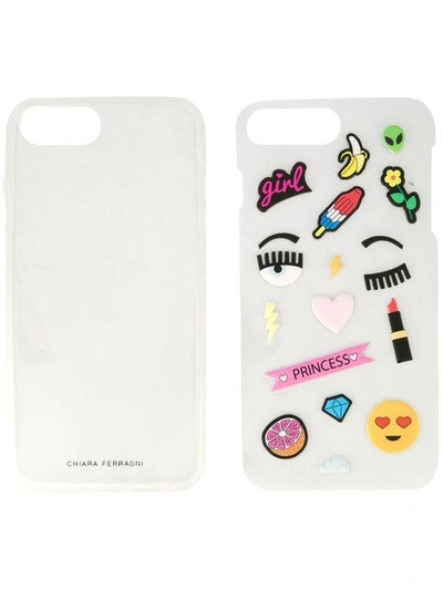 Shop Chiara Ferragni Stickers Iphone 7 Plus Case In Neutrals