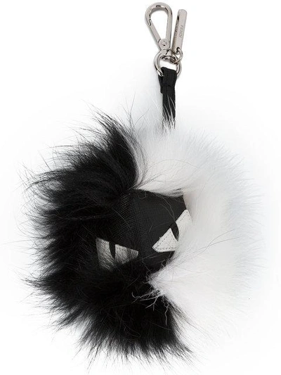 Shop Fendi Black And White Monster Keyring